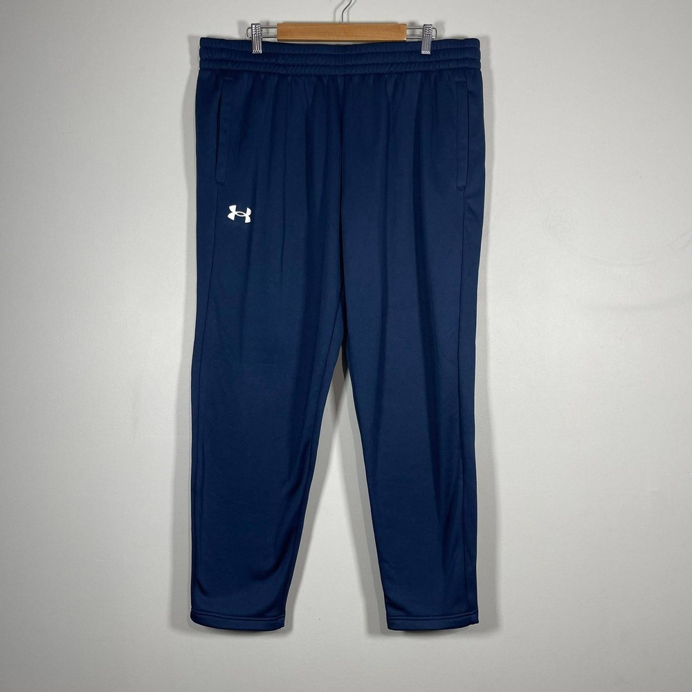 Under Armour Fleece Pant Mens 2XL Navy Blue Elastic Drawstring Waist Tapered Leg